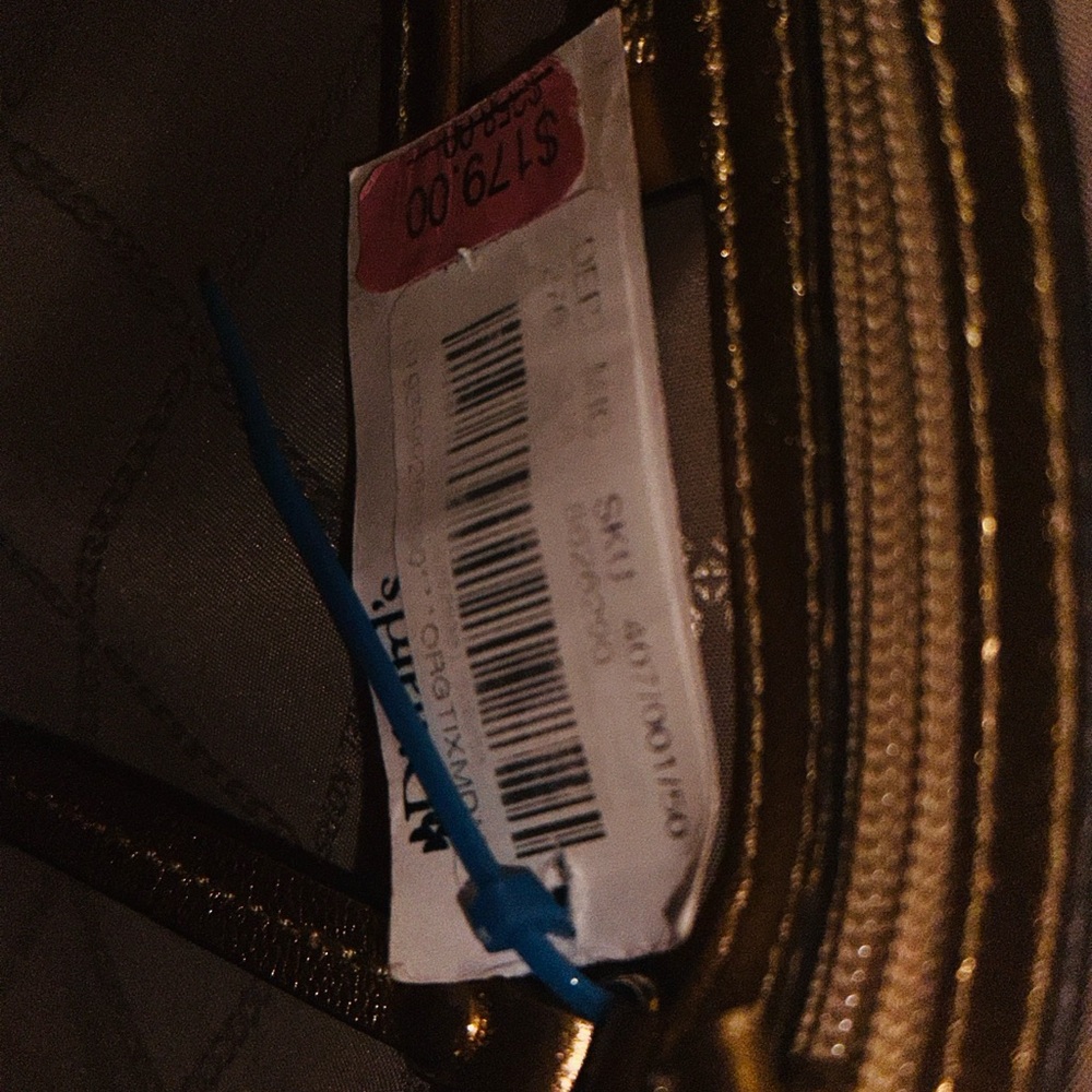 Michael Kors Metallic Gold Chevron Shoulder Bag - Picture 7 of 9
